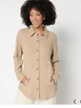 Belle Kim Gravel Waffle Knit Jersey Shacket A694610 Sz 1X NWOT